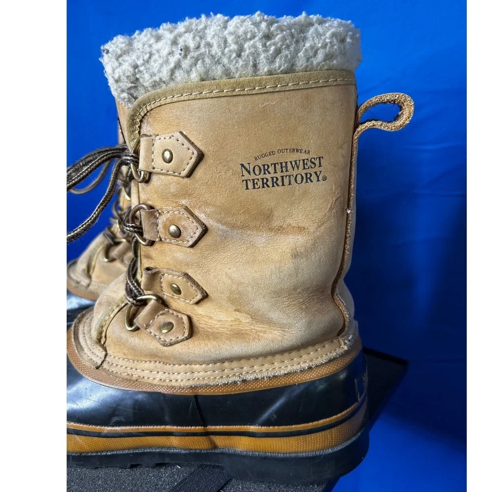 Vtg Northwest Territory Mens Leather Steel Shank Snow Boot 9 Waterproof Outdoor